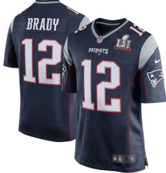 NIKE NEW ENGLAND PATRIOTS TOM BRADY SUPERBOWL 51 STITCHED JERSEY NAVY